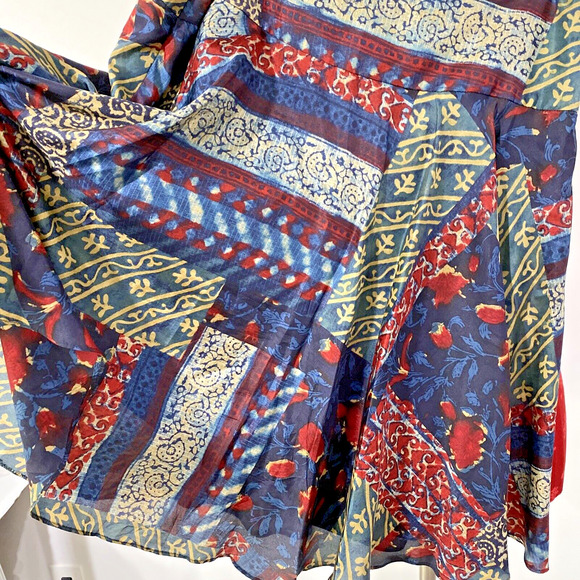 Lauren Ralph Lauren Silk Flare Skirt Abstract Multicolor Print Size 6P Boho Lux - Picture 5 of 6